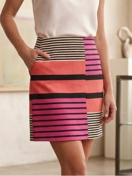 LOFT Dresses & Skirts - LOFT NWT Pink & Black Striped Block Mini Skirt